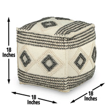 Load image into Gallery viewer, Dalia - Square Handwoven Woolen Pouf - Beige