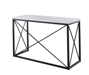 Skyler - White Marble Top Rectangular Sofa Table - White