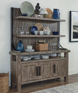 Lodge Dining - Buffet and Bar Display Hutch - Siltstone