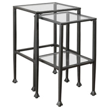 Load image into Gallery viewer, Leilani - 2 Piece Glass Top Nesting Table Set - Black