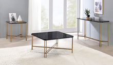 Load image into Gallery viewer, Daxton - Square End Table With Faux Marble Top - Black