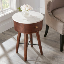 Load image into Gallery viewer, Bangalore - White Marble Top Round End Table - White