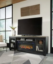 Load image into Gallery viewer, Foyland - Black / Brown - 83&quot; TV Stand With Electric Infrared Fireplace Insert