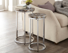 Load image into Gallery viewer, Onyx - Agate Top Nesting Table - Pearl Silver