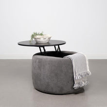 Load image into Gallery viewer, Tesoro - Round Upholstered Lift Top Storage Ottoman - Gray