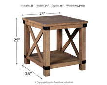 Load image into Gallery viewer, Aldwin - Gray - Rectangular End Table - Crossbuck Styling