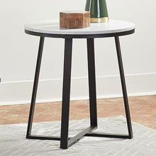 Load image into Gallery viewer, Hugo - Round Faux Marble End Table - White And Matte Black