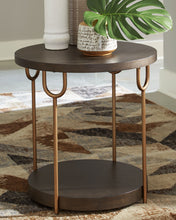 Load image into Gallery viewer, Brazburn - Dark Brown / Gold Finish - Round End Table