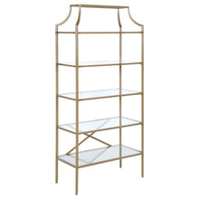 Load image into Gallery viewer, Serena - 5-Shelf Glass Bookshelf - Gold