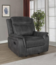 Load image into Gallery viewer, Lawrence - Upholstered Padded Arm Glider Recliner - Charcoal