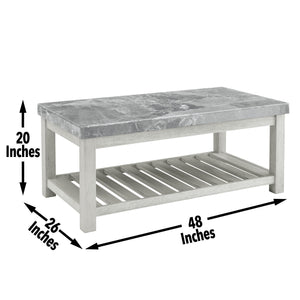 Canova - Gray Marble Top Coffee Table - White