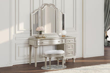 Load image into Gallery viewer, Evangeline - 4-Drawer Vanity Set With Stool - Silver Oak