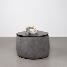 Load image into Gallery viewer, Tesoro - Round Upholstered Lift Top Storage Ottoman - Gray