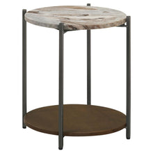 Load image into Gallery viewer, Noemie - Round Marble Top Accent Side Table - White And Gunmetal
