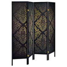 Load image into Gallery viewer, Haidera - 4-Panel Room Divider Folding Screen - Black Damask