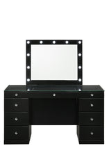 Load image into Gallery viewer, Avery - Vanity Desk With Glass Top, LED Mirror &amp; Stool - Black