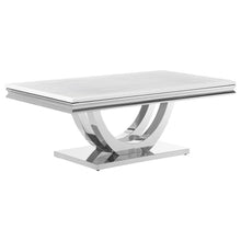 Load image into Gallery viewer, Kerwin - Rectangular Stone Top Coffee Table - White And Chrome