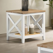 Load image into Gallery viewer, Hollis - Square Wood End Table With Shelf - Brown And White