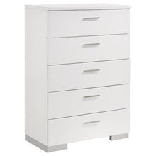 Load image into Gallery viewer, Felicity - 5-Drawer Bedroom Chest - White High Gloss
