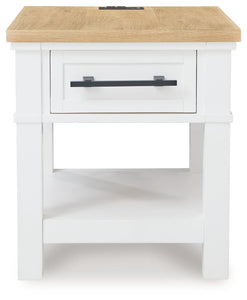 Ashbryn - White / Natural - Rectangular End Table