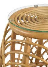 Load image into Gallery viewer, Dahlia - Round Glass Top Woven Rattan End Table - Natural