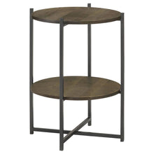 Load image into Gallery viewer, Axel - Round Accent Table With Open Shelf - Natural And Gunmetal