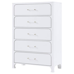 Anastasia - 5-Drawer Bedroom Chest - Pearl White