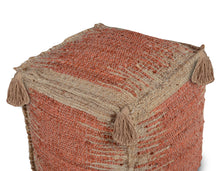 Load image into Gallery viewer, Jafar - Square Handwoven Jute Pouf - Red