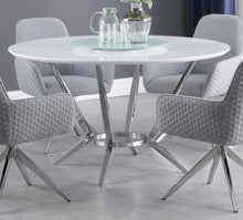 Load image into Gallery viewer, Abby - Round Dining Table With Lazy Susan - White And Chrome