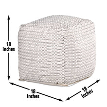 Load image into Gallery viewer, Hakim - Square Handwoven Woolen Pouf - White