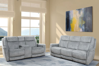 Linus - Power Reclining Sofa Loveseat And Recliner - Hudson Grey
