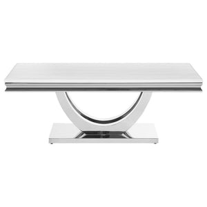 Kerwin - Rectangular Stone Top Coffee Table - White And Chrome