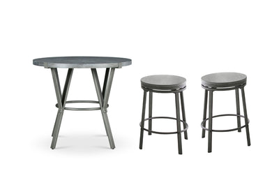 Portland - 3 Piece Dining Set With Round Counter Table - Pearl Silver