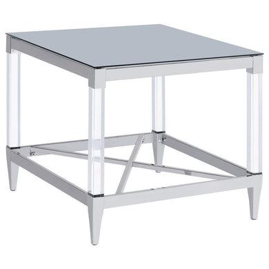 Lindley - Square Tempered Mirror Acrylic Side End Table - Chrome