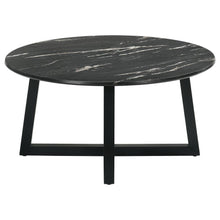 Load image into Gallery viewer, Skylark - Round Marble-Like Smart Top Coffee Table - Black